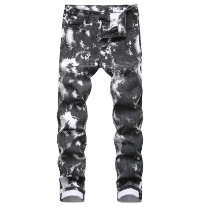 Slim-fit fashion printed men's split trousers