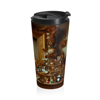 "The Vanity of Luxury: A Modernized Vanitas" - The Alien Stainless Steel Travel Mug Vanitas Painting