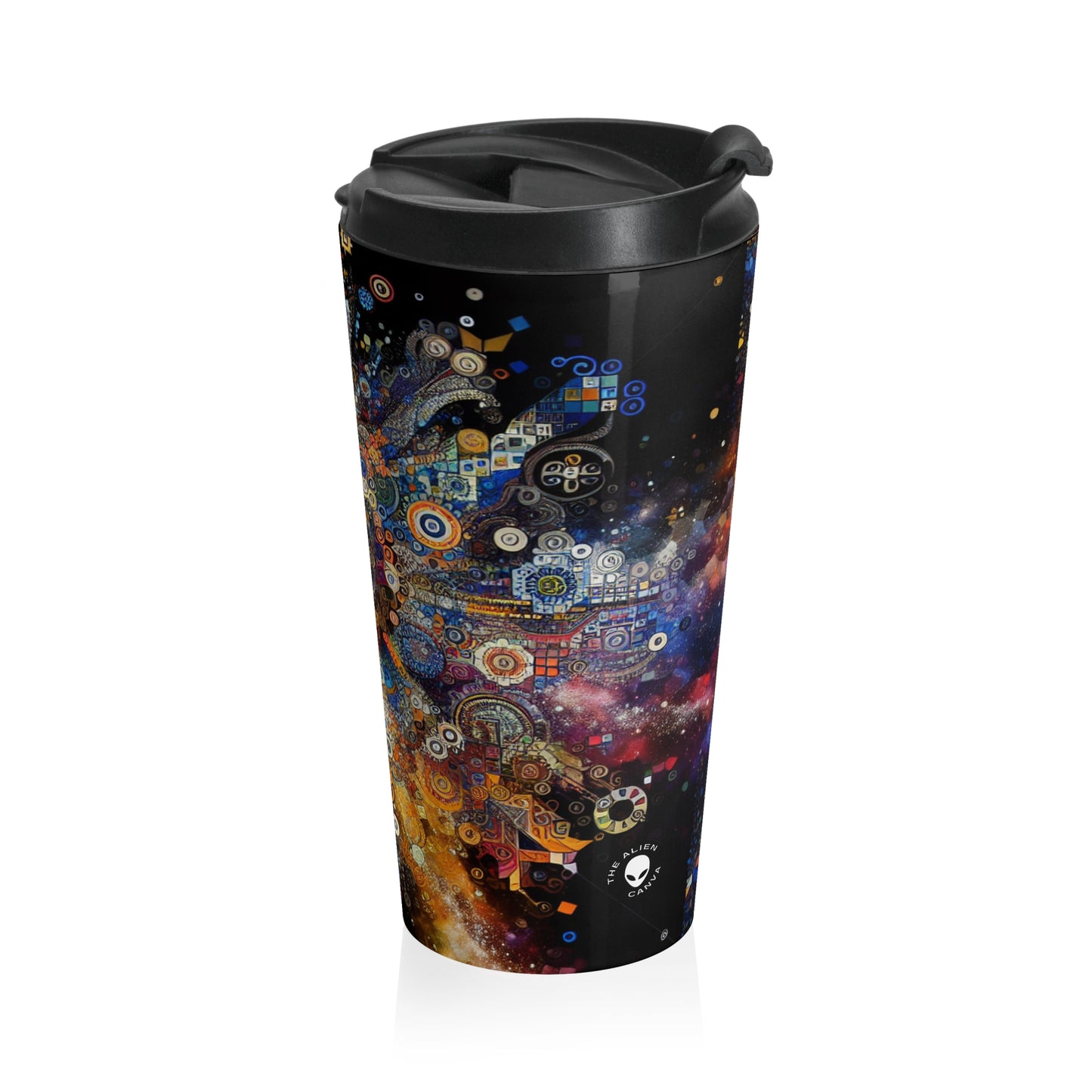 "Arte corporal de la noche estrellada: colores vivos y trazos arremolinados" - The Alien Taza de viaje de acero inoxidable Body Art