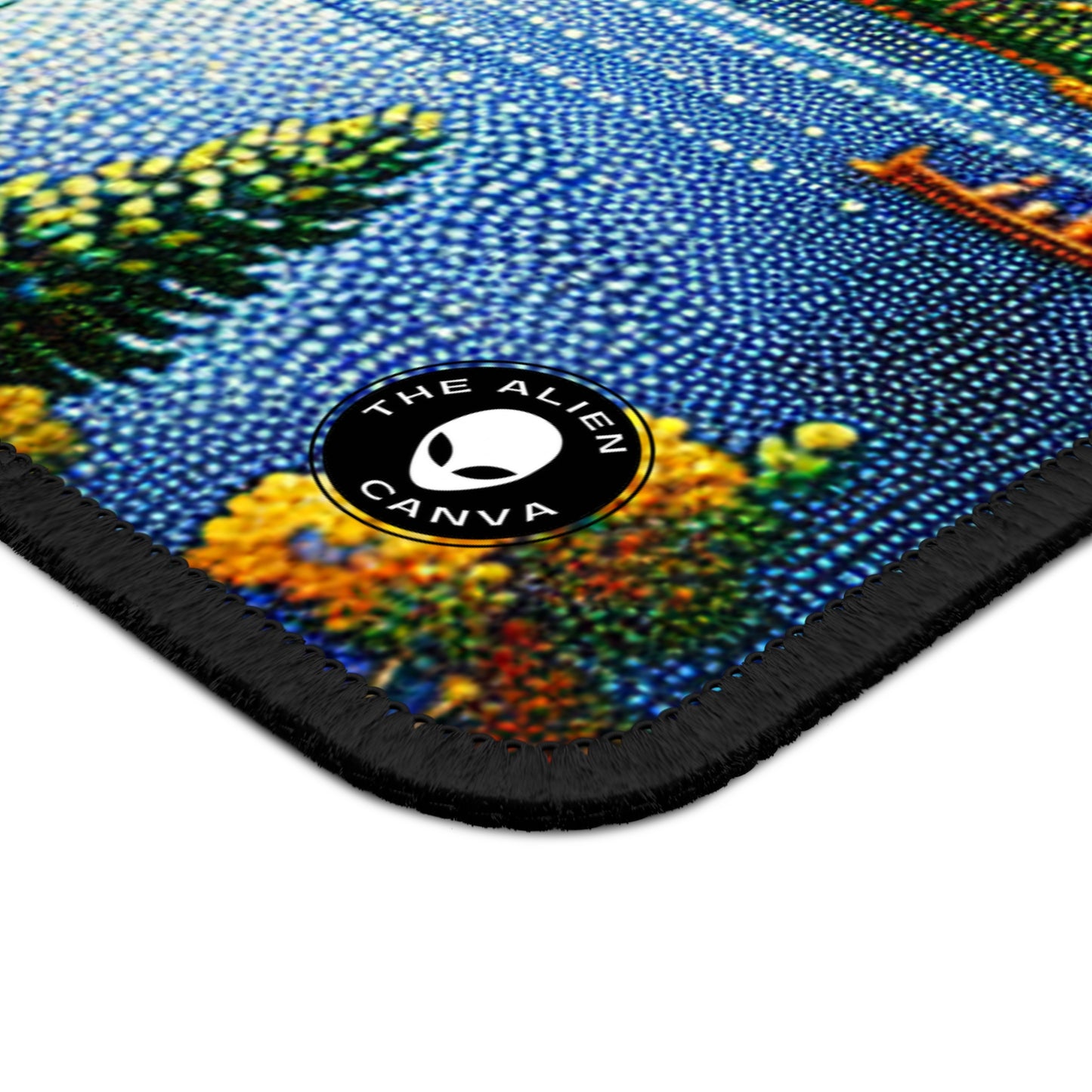 "Atardecer tranquilo: una obra maestra puntillista de un campo sereno" - The Alien Gaming Mouse Pad Puntillismo