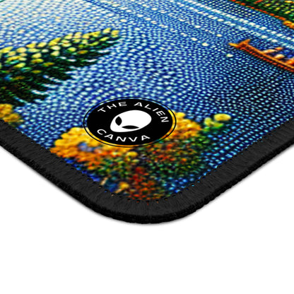 "Atardecer tranquilo: una obra maestra puntillista de un campo sereno" - The Alien Gaming Mouse Pad Puntillismo