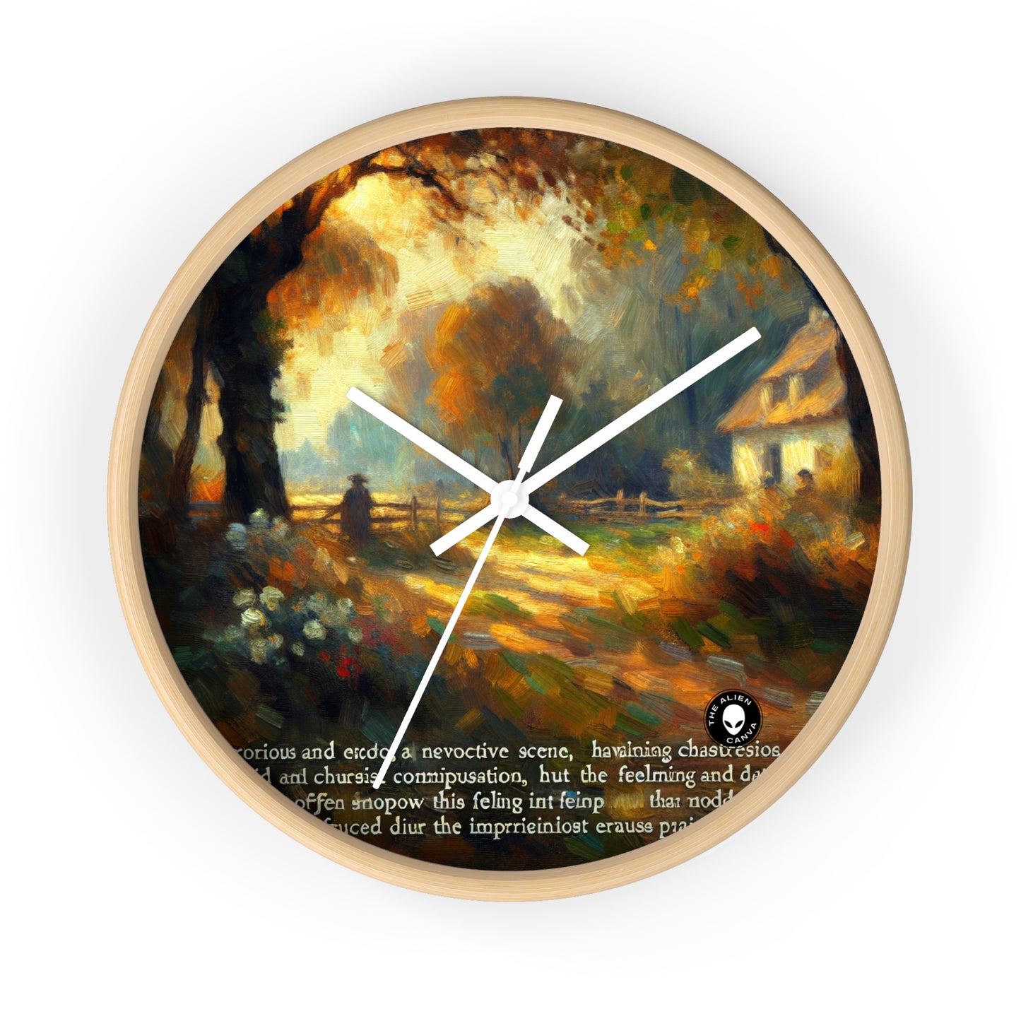 "Serenidad al atardecer: pintura impresionista de jardín" - El impresionismo del reloj de pared alienígena