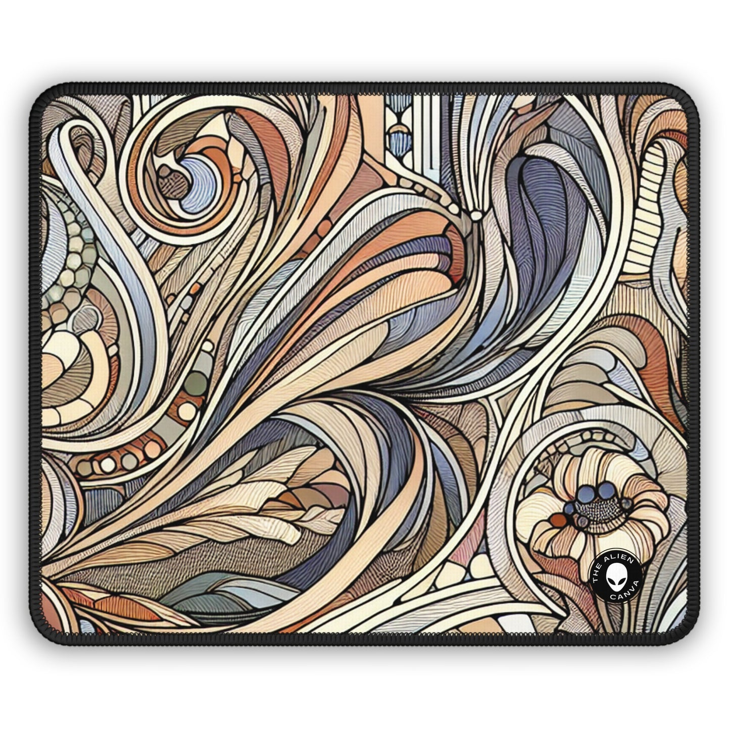 "Nature's Muse: Art Nouveau Woman" - The Alien Gaming Mouse Pad Art Nouveau