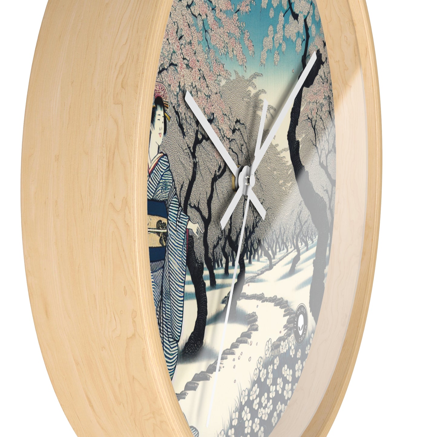 "Blossoming Sky" - L'horloge murale extraterrestre Ukiyo-e (impression japonaise sur bois)