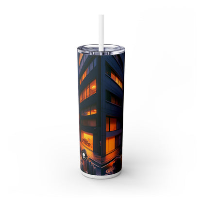 "Melting City: A Surreal Nighttime View" - The Alien Maars® Skinny Tumbler with Straw 20oz