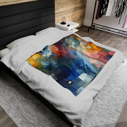 "Tranquil Sunset: A Soft Pastel Color Field Painting" - The Alien Velveteen Plush Blanket Color Field Painting