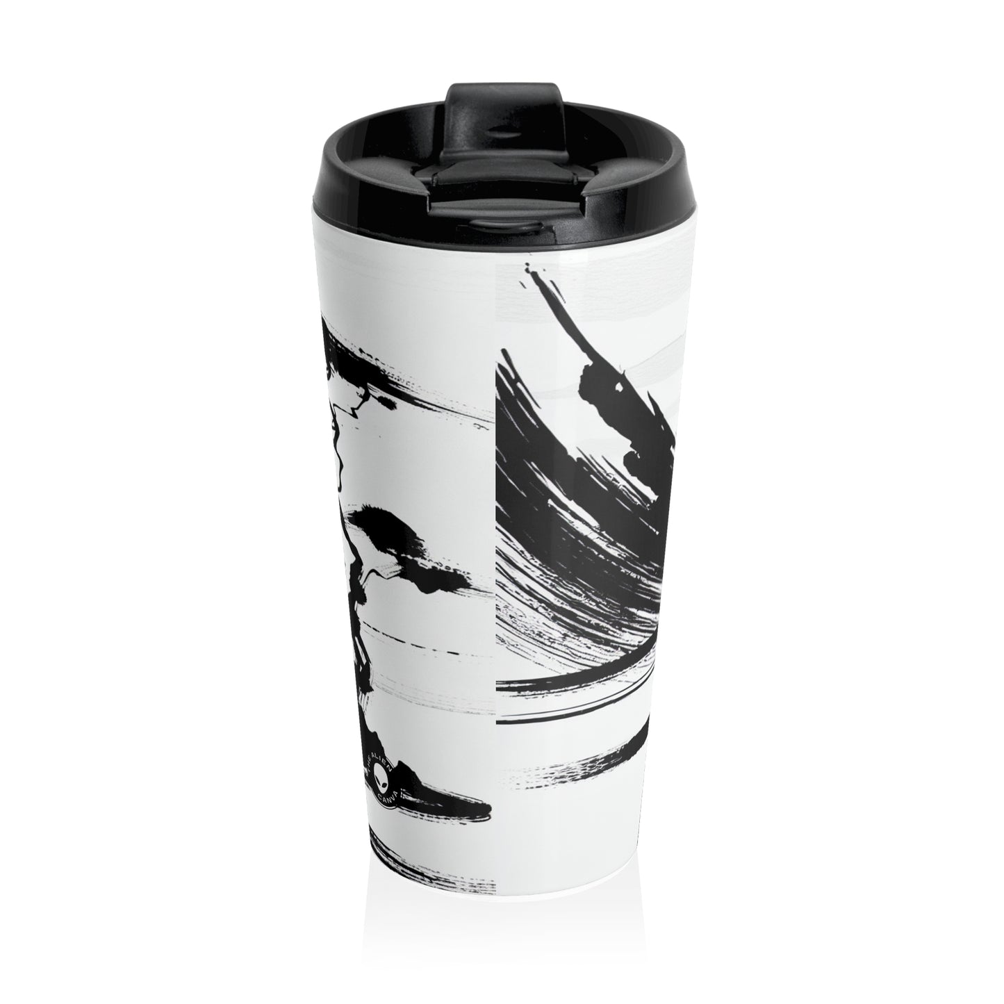 "Harmony of Wind and Water: A Zen Ink Painting" - The Alien Stainless Steel Travel Mug Zen Ink Painting