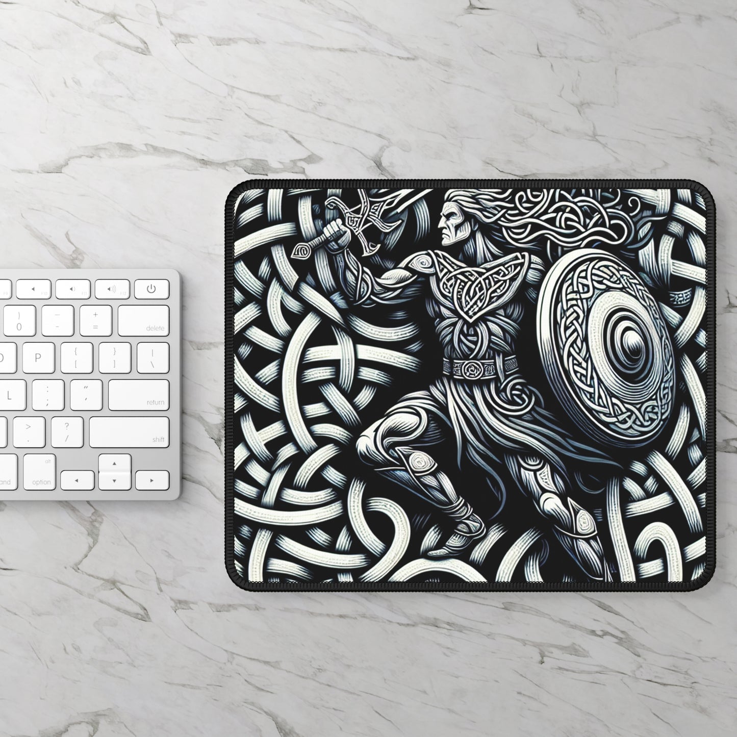 "Celtic Knight: Sword & Shield in Ancient Knots" - The Alien Gaming Mouse Pad Celtic Art Style