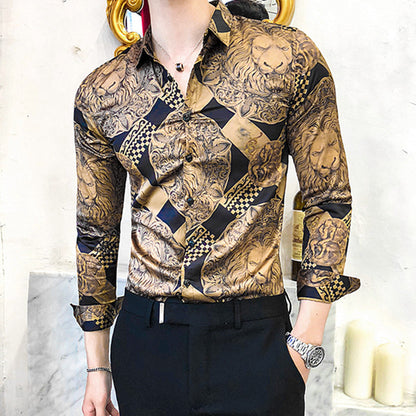 Printed men's long sleeve shirt