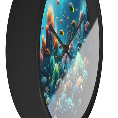 "Neon Reef: una sinfonía surrealista submarina" - El reloj de pared alienígena