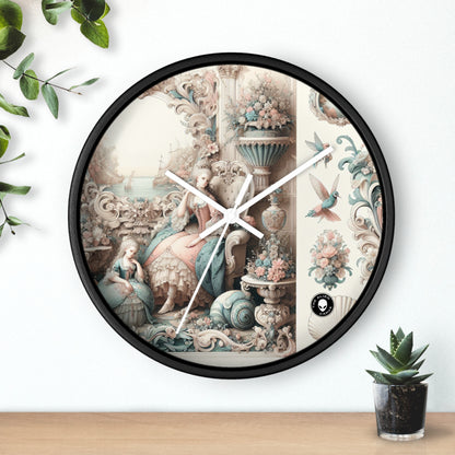 "Encantamiento en jardines en colores pastel: Princesa de hadas rococó" - El reloj de pared alienígena Rococó