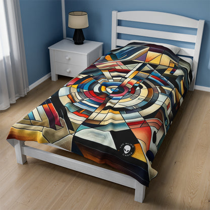 "City Lights: Geometric Nightfall" - The Alien Velveteen Plush Blanket Geometric Abstraction