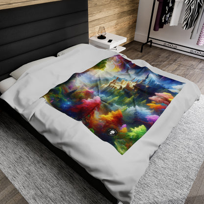 "Glowing Enchantment: The Castle in the Colorful Forest" - The Alien Velveteen Plush Blanket