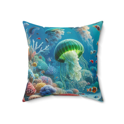 "Jellyfish Fantasy"- The Alien Spun Polyester Square Pillow