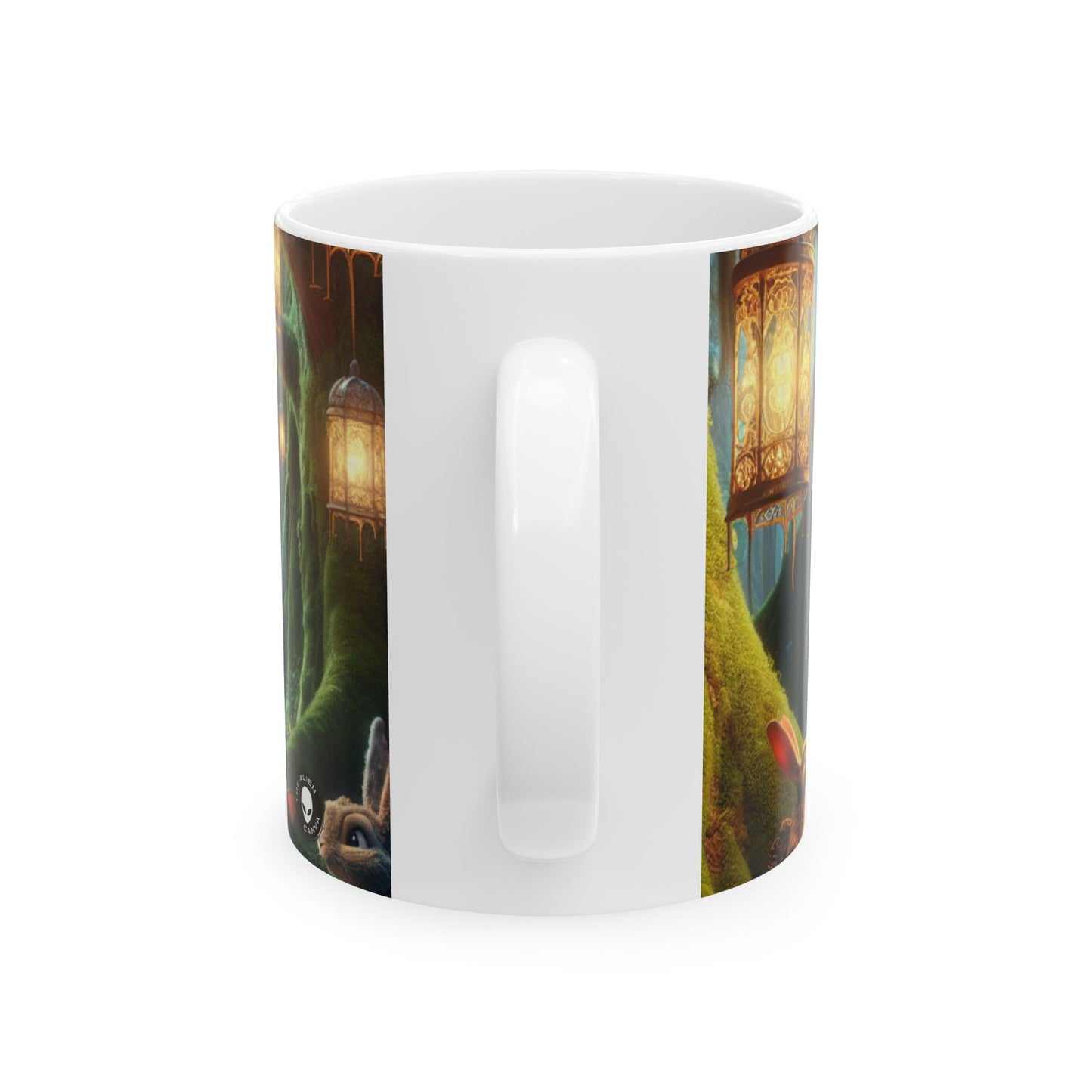 "Aventura en el bosque encantado": taza de cerámica alienígena de 11 oz