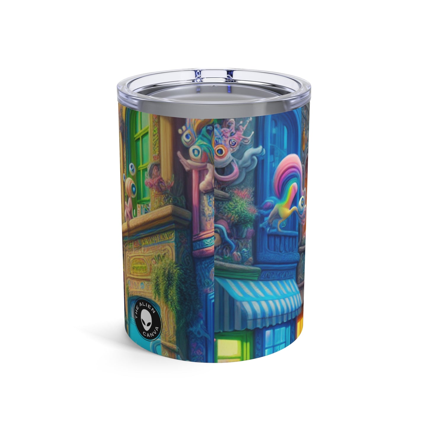 « Merveilles fantaisistes : une scène de rue animée » - Le verre Alien 10 oz