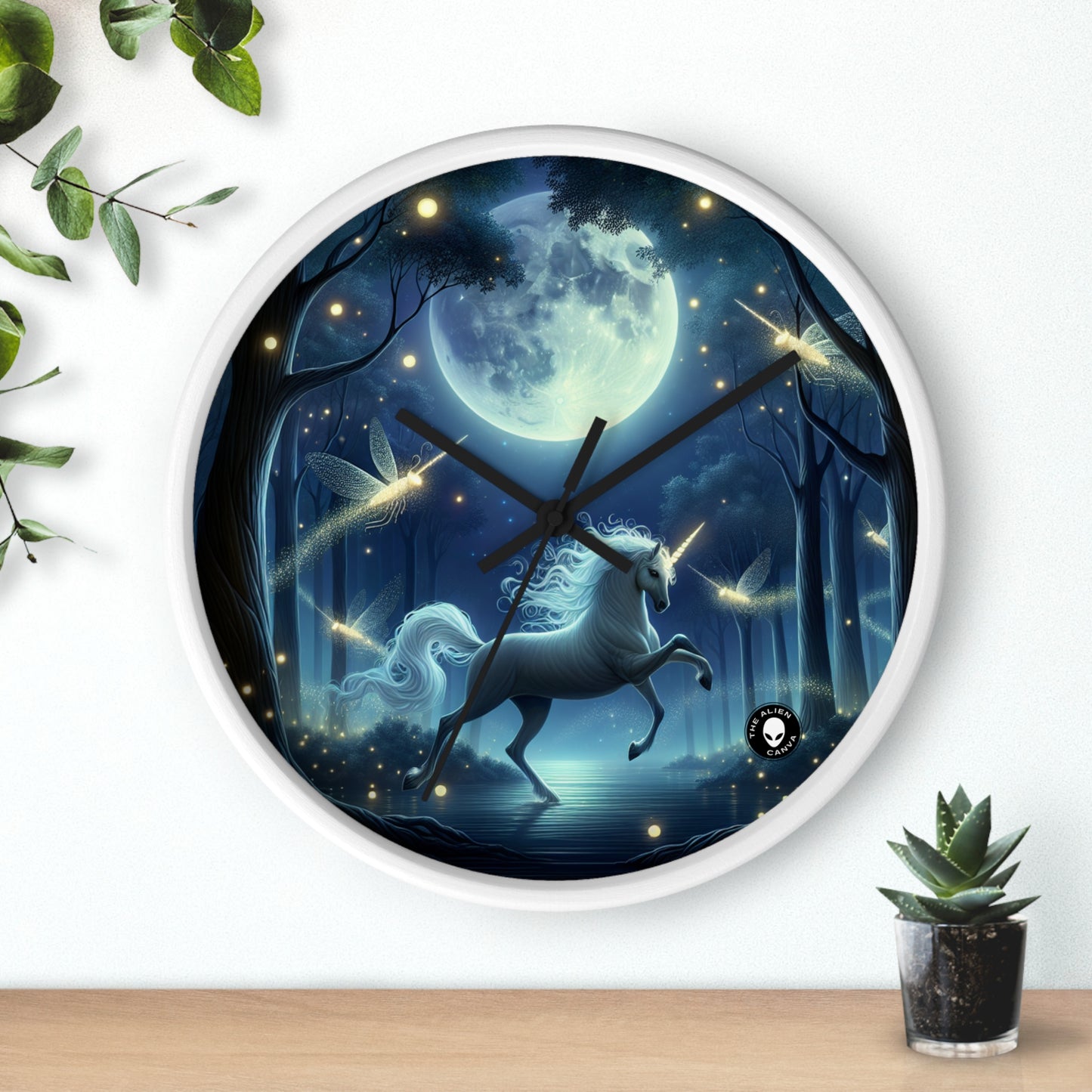 "Enchanted Moonlit Forest" - The Alien Wall Clock