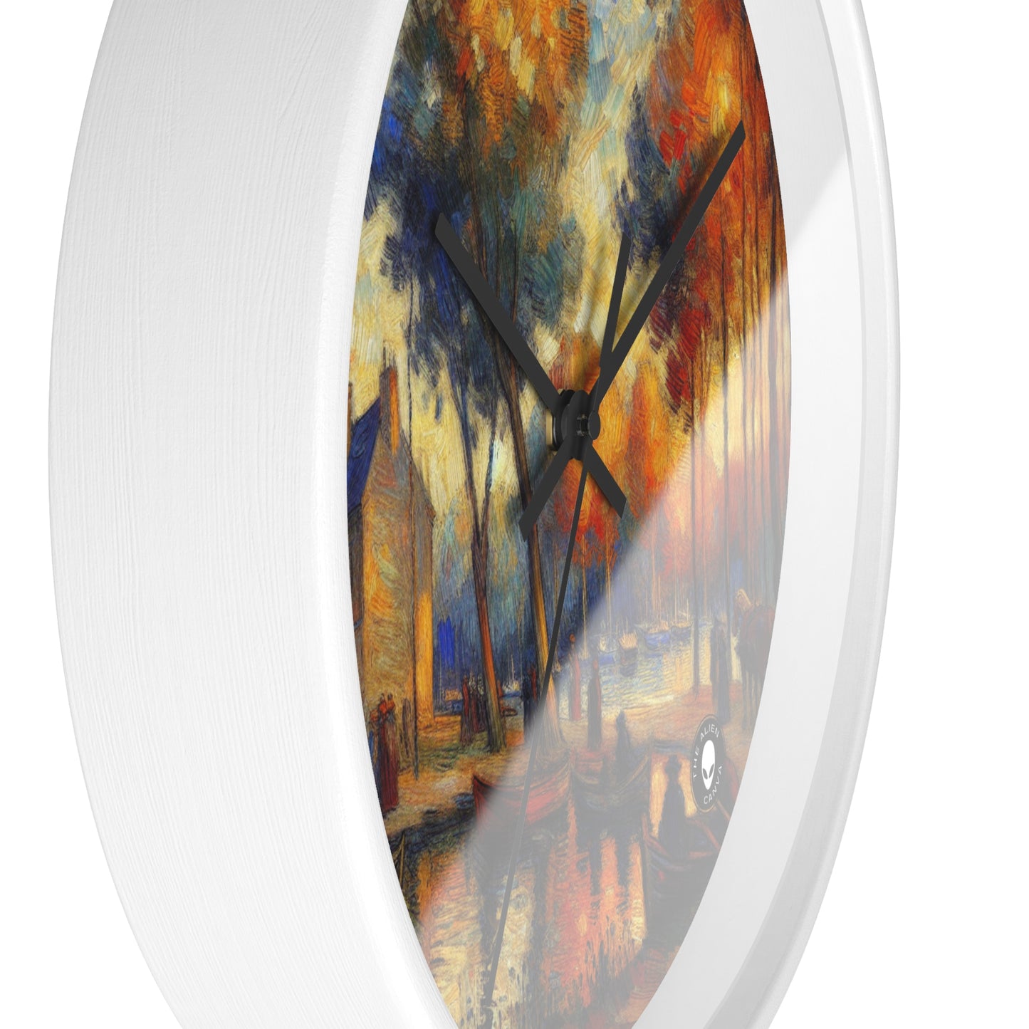 "Rainy Evening: A Post-Impressionist Cityscape" - The Alien Wall Clock Post-Impressionism