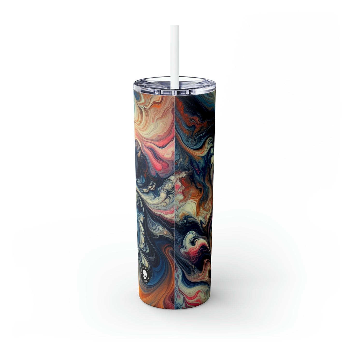 Exuberante selva tropical: vertido de acrílico inspirado en la belleza tropical - The Alien Maars® Skinny Tumbler with Straw 20oz Acrylic Pouring