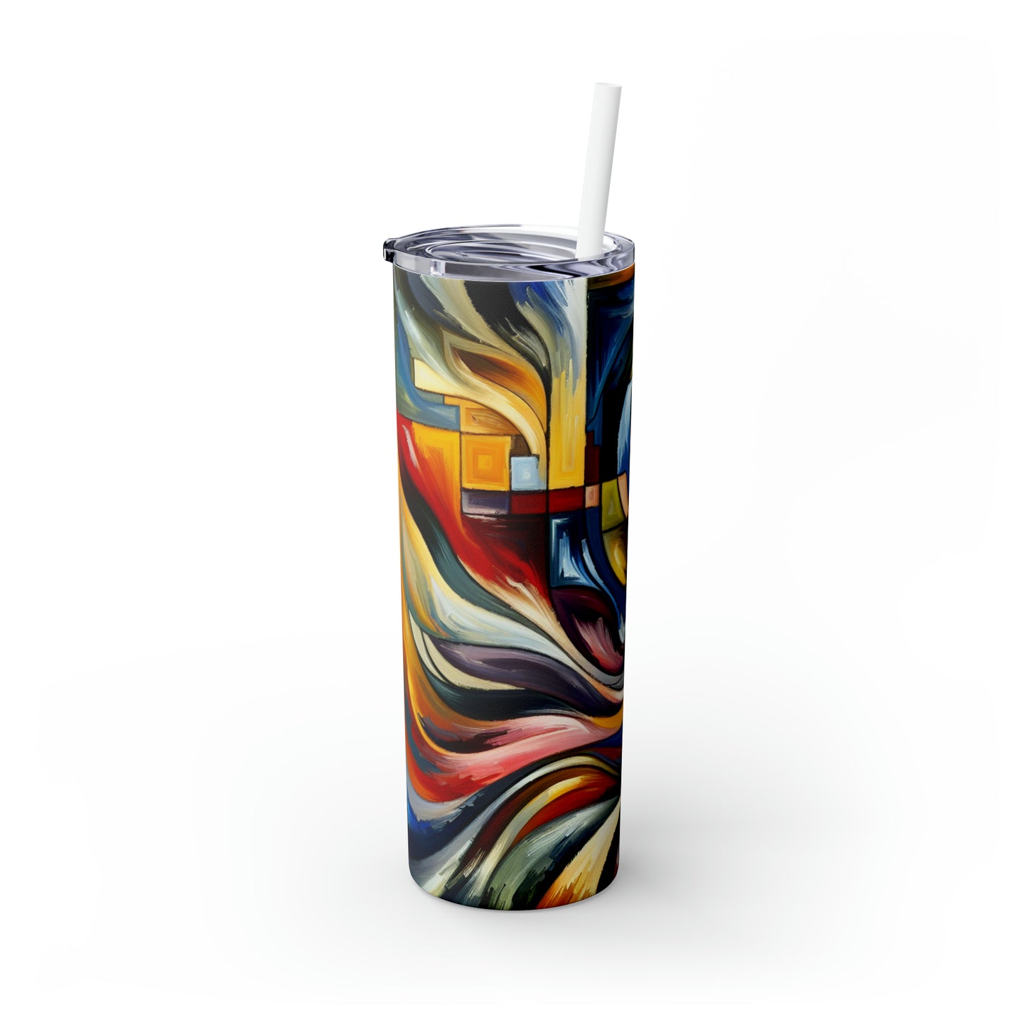 "A Tension of Shapes" - The Alien Maars® Skinny Tumbler with Straw 20oz Abstract Expressionism Style