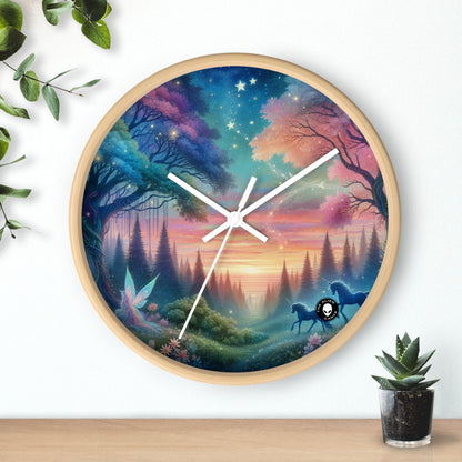 "Enchanted Dusk: A Magical Forest Painting" - The Alien Wall Clock