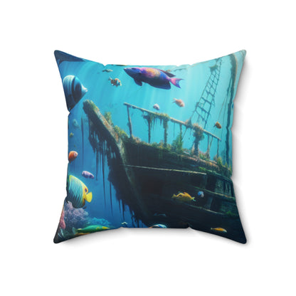 "Sunken Shipwreck Wonderland"- The Alien Spun Polyester Square Pillow