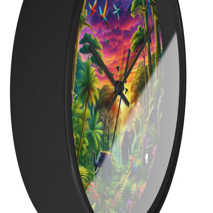 "Sundown in the Wild: A Rainbow Jungle Adventure" - The Alien Wall Clock