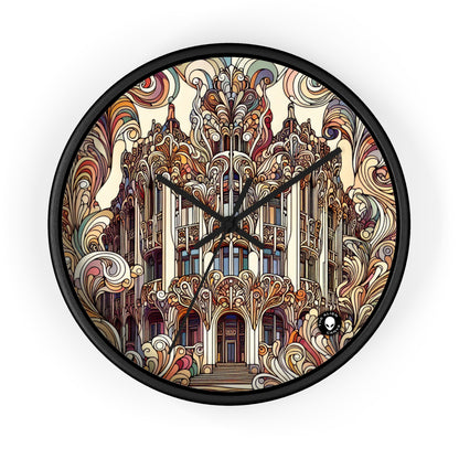 "Estaciones encantadas: Ilustración del bosque Art Nouveau" - El reloj de pared alienígena Art Nouveau