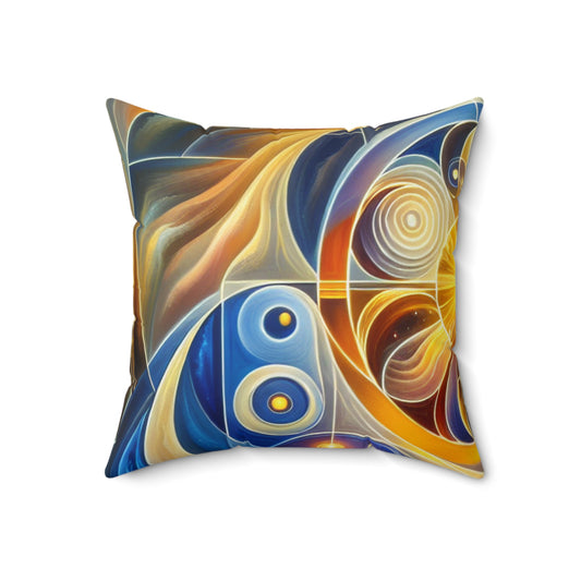 "Ascending Divinity: A Spiritual Awakening in Vibrant Geometry" - The Alien Spun Polyester Square Pillow Religious Art Style