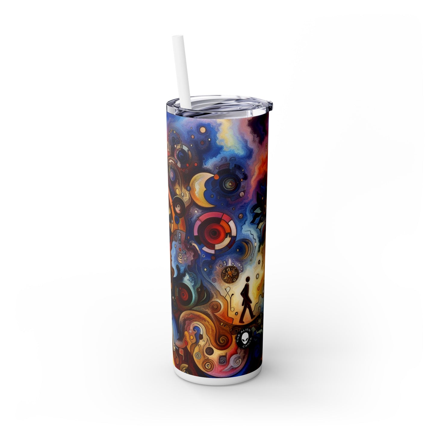 "Eternal Bloom and Fleeting Time" - The Alien Maars® Skinny Tumbler with Straw 20oz Symbolism