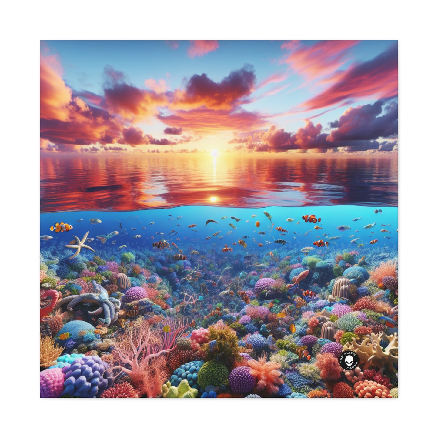 "Sunset Splendor : Récif de corail sous-marin" - The Alien Canva