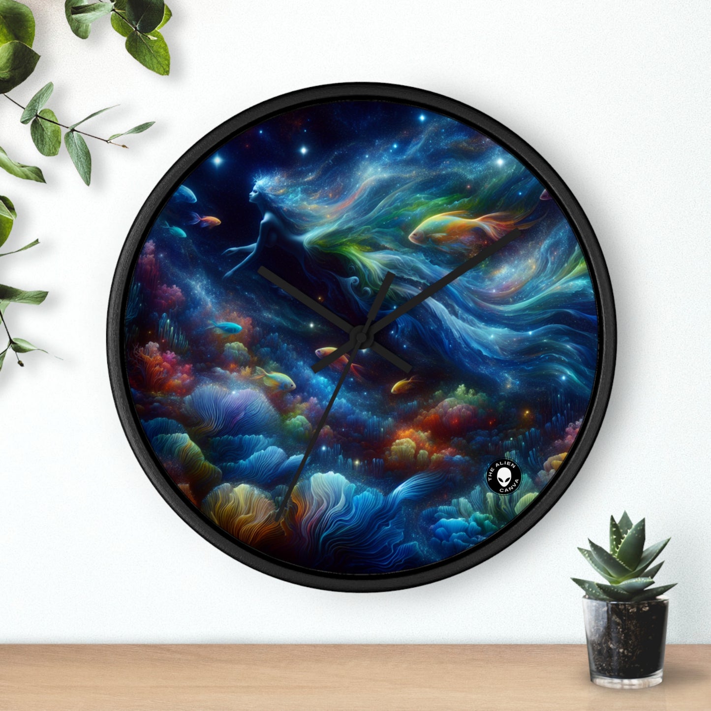 "Enchantment Under the Stars: A Mystical Underwater Journey" - The Alien Wall Clock