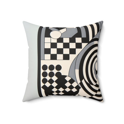 "Mesmerize: Bold Op Art Geometry in Black and White"- The Alien Spun Polyester Square Pillow Op Art