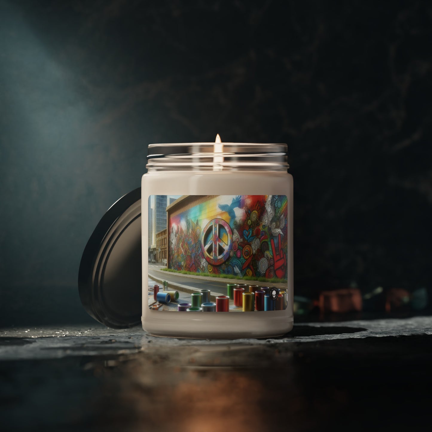 "Galactic Graffiti: A Cosmic Street Art Mural" - The Alien Scented Soy Candle 9oz Street Art