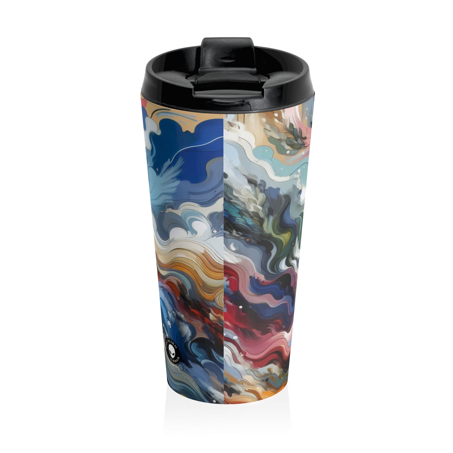 "Sunrise Serenity: An Abstract Painting Inspired by Renewal" - The Alien Stainless Steel Travel Mug Lyrical Abstraction