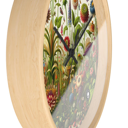 "Enchanted Garden: A Whimsical Scene" - The Alien Wall Clock