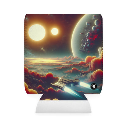 "Dawn of the Three Suns: A Sci-Fi Space Odyssey" - The Alien Can Cooler Sleeve Video Game Art