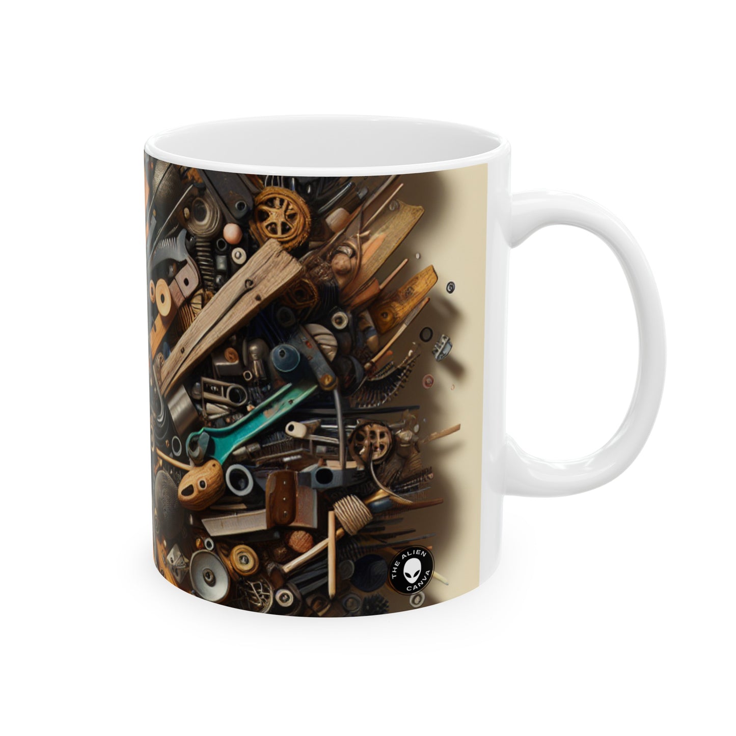 "Nature's Harmony: Assemblage Art with Found Objects" - The Alien Ceramic Mug 11oz Assemblage Art