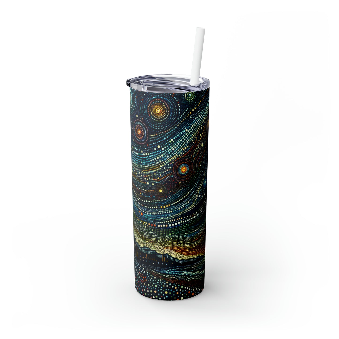 "Starry Dots: A Celestial Mosaic" - Vaso delgado con pajita de Alien Maars®, puntillismo de 20 oz