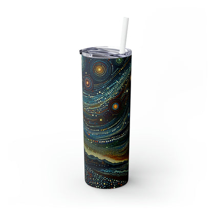 "Starry Dots: A Celestial Mosaic" - The Alien Maars® Skinny Tumbler with Straw 20oz Pointillism