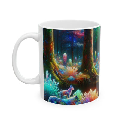 "Crystal Grove: Un bosque de cuento de hadas" - Taza de cerámica alienígena de 11 oz