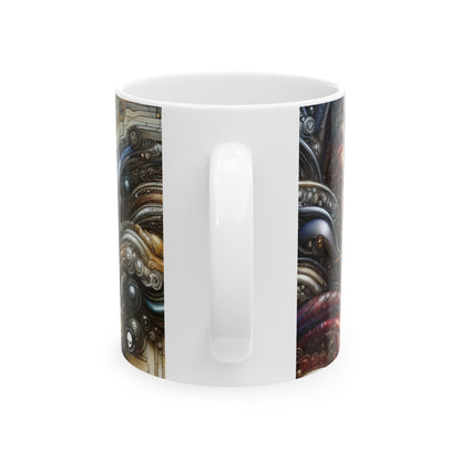 "Bio-Mech Cityscape: Harmonious Fusion" - La tasse en céramique Alien 11oz Art biomécanique