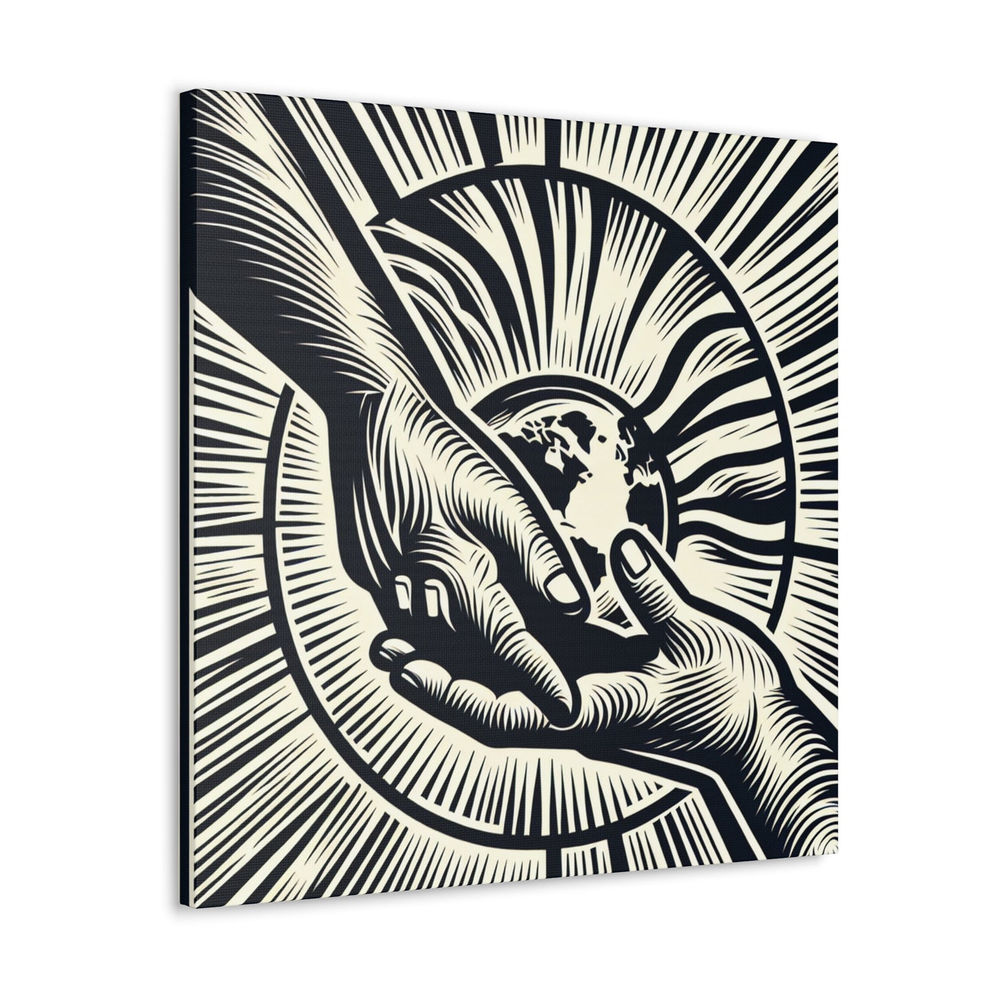 "Uniting Hands, Uniting Nations" - The Alien Canva Woodcut Printing Style