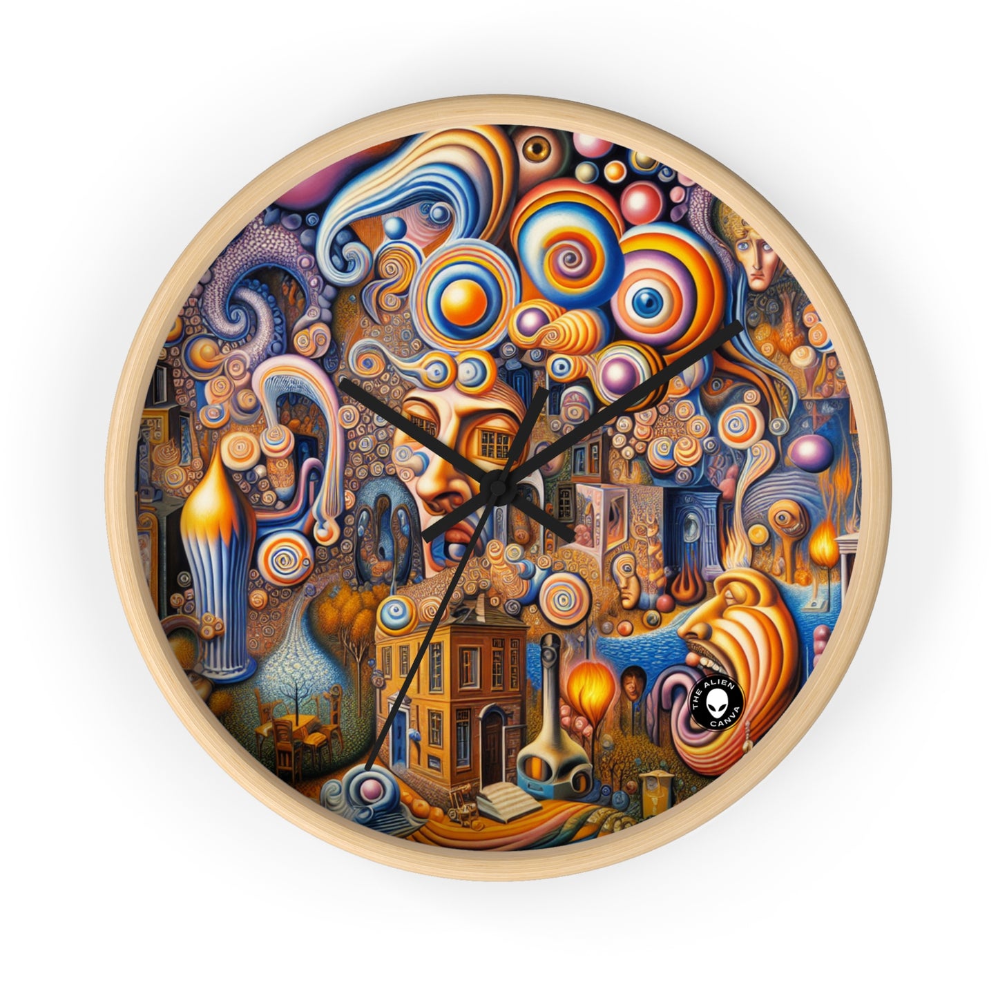 "Melted Time: A Whimsical Dance of Dreams" - The Alien Wall Clock Surrealism