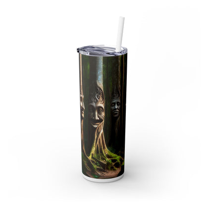 "The Chatty Forest: Conversations Among Trees" - The Alien Maars® Skinny Tumbler with Straw 20oz