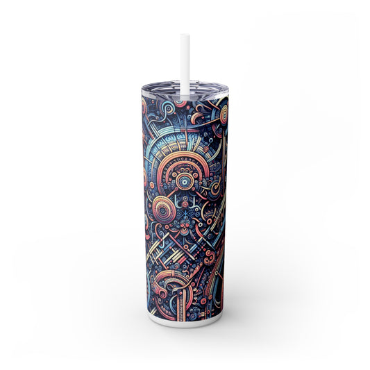 "Chaos & Order: A Dynamic Dance of Colors and Patterns" - The Alien Maars® Skinny Tumbler with Straw 20oz Algorithmic Art
