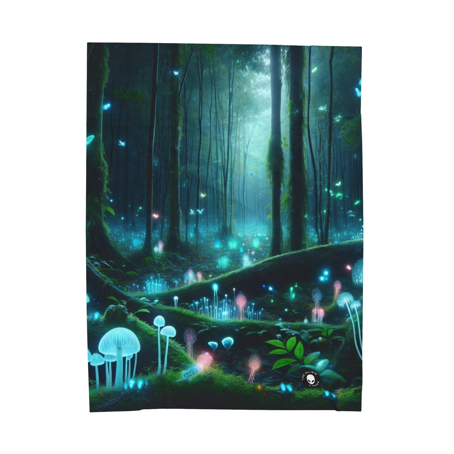 "Enchanted Night: Bioluminescent Forest" - The Alien Velveteen Plush Blanket