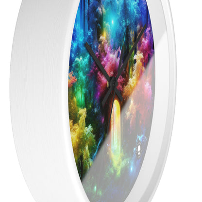 "Enchanted Rainbow Forest: Gateway to the Unseen Realm" - The Alien Wall Clock