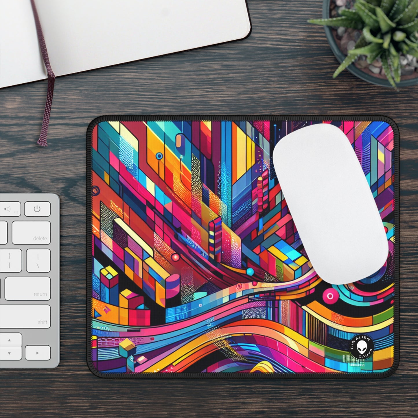 "Neon Metropolis: Un paisaje urbano futurista" - The Alien Gaming Mouse Pad Arte digital