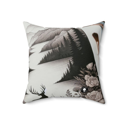 "Twilight Serenity: A Romantic Landscape"- The Alien Spun Polyester Square Pillow Romanticism